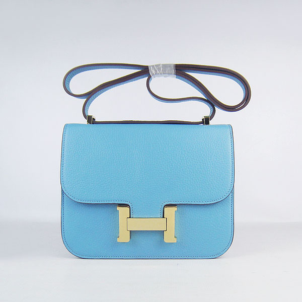 7A Hermes Oxhide Leather Message Bag Blue H017 - Click Image to Close